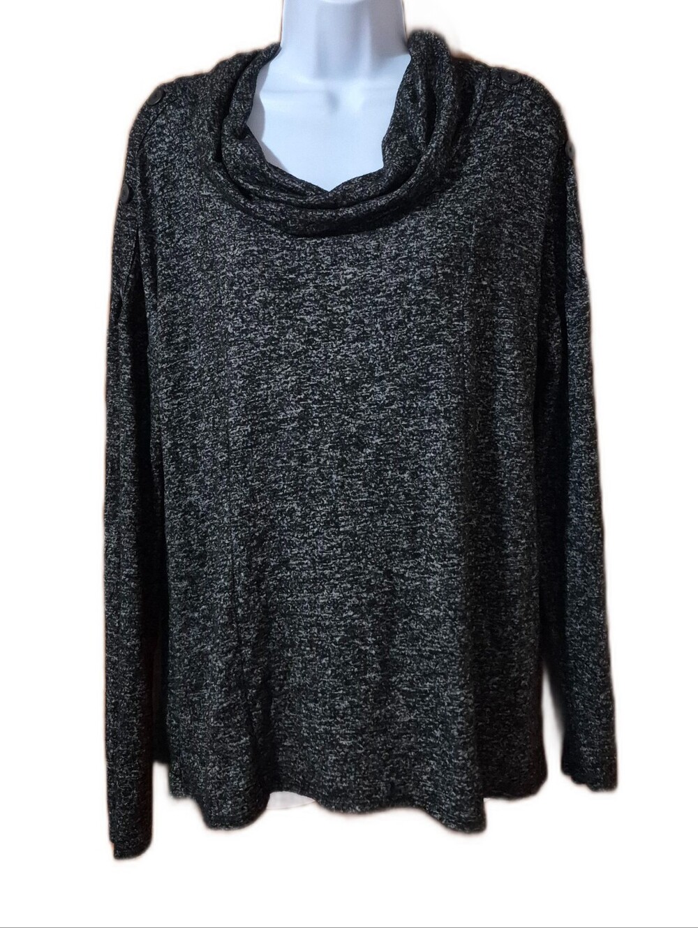 White House Black Market Heather Charcoal Cozy Cowl Neck Rayon Blend Sweater EUC